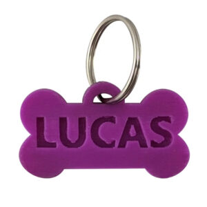 placa mascota perro hueso morado